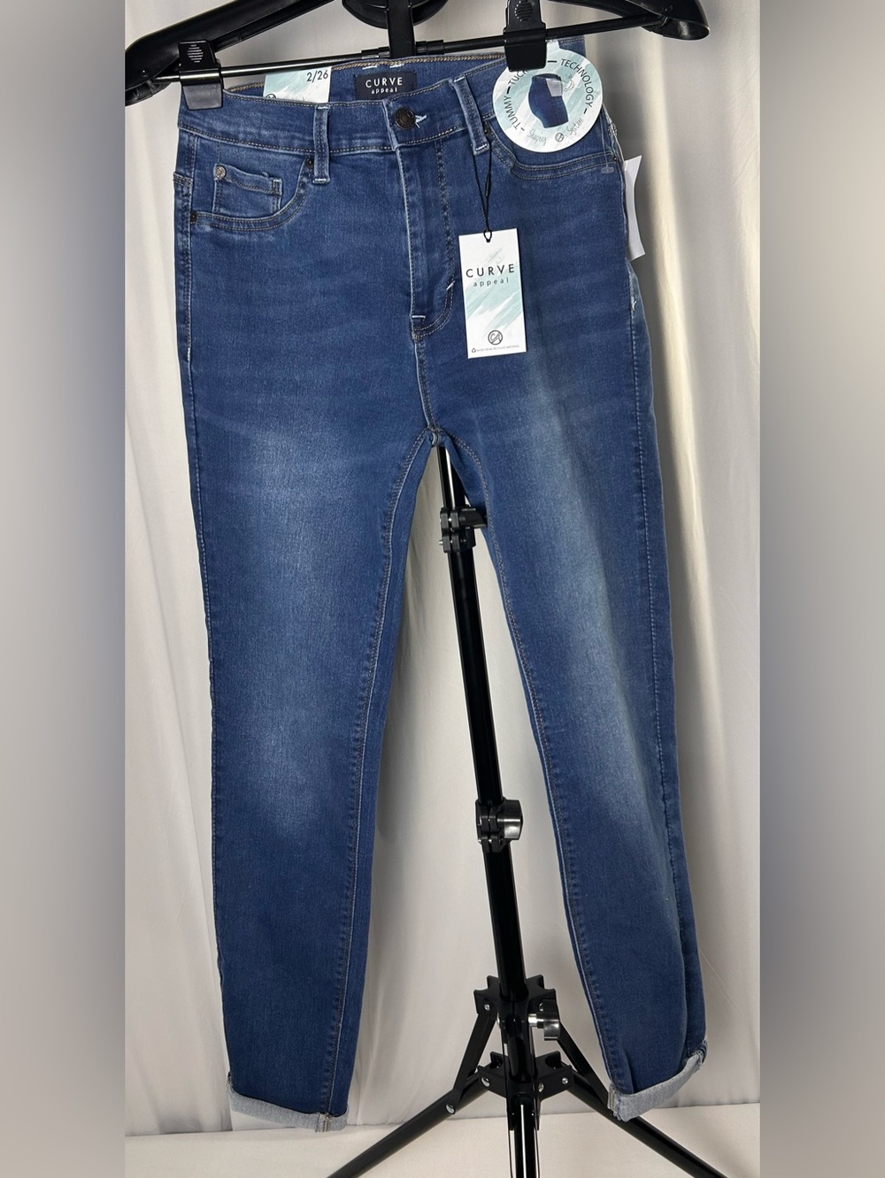 Curve Apparel Mid-Rise Dark Blue Skinny Jeans